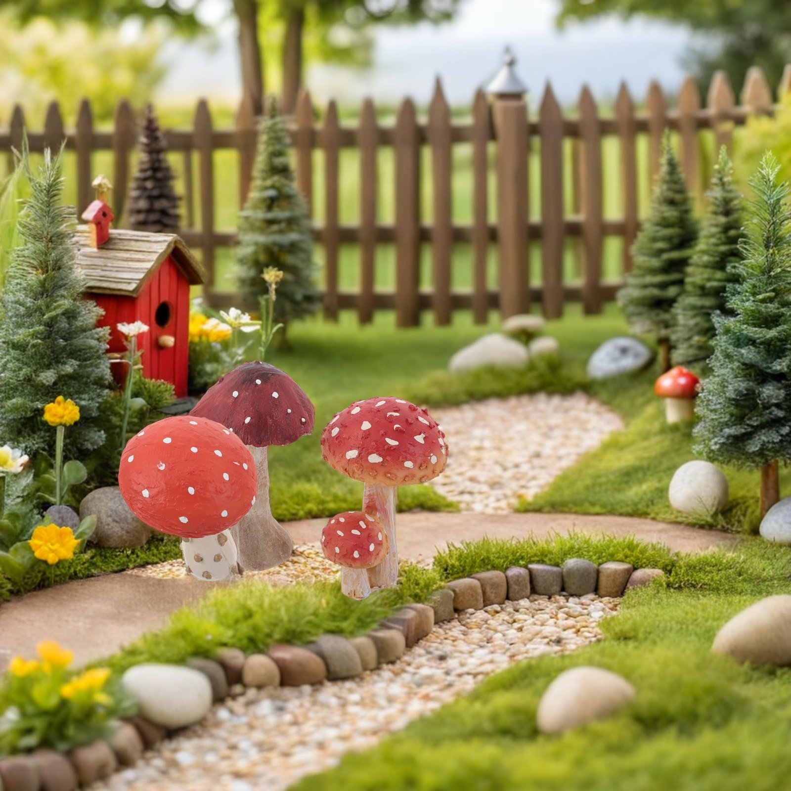 3Pcs Resin Mushroom Garden Sta - огляд і ціна Bonsai Garden Set Up