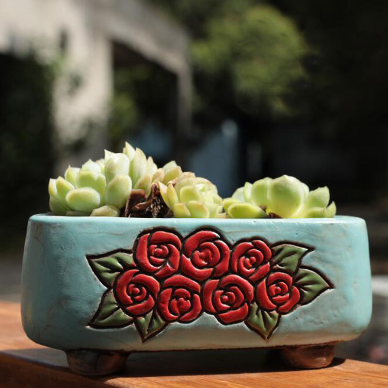 Ceramic Rectangle Floral Patte - огляд і ціна Bonsai Garden Europe